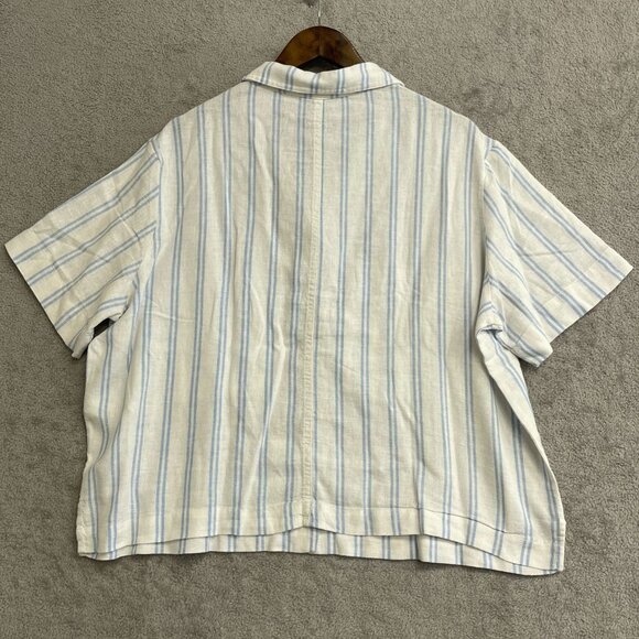 NEW Buffalo David Women's XL Bitton Linen Blend Short Sleeve Utility Top - Picture 4 of 9